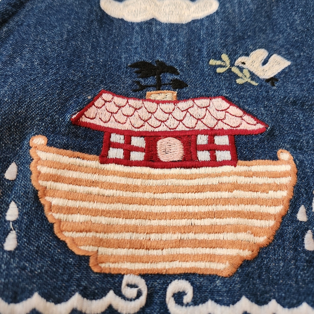 Vintage Casey Coleman Noah's Ark Animals Denim Vest 2X India - Picture 2 of 12